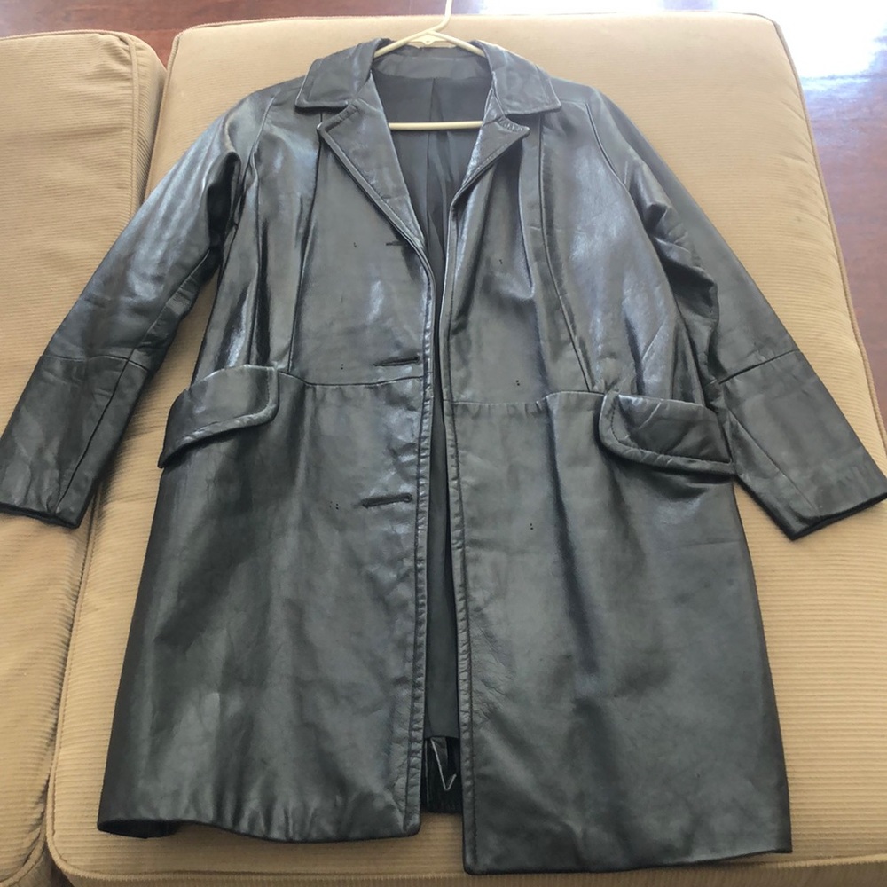 Long leather jacket